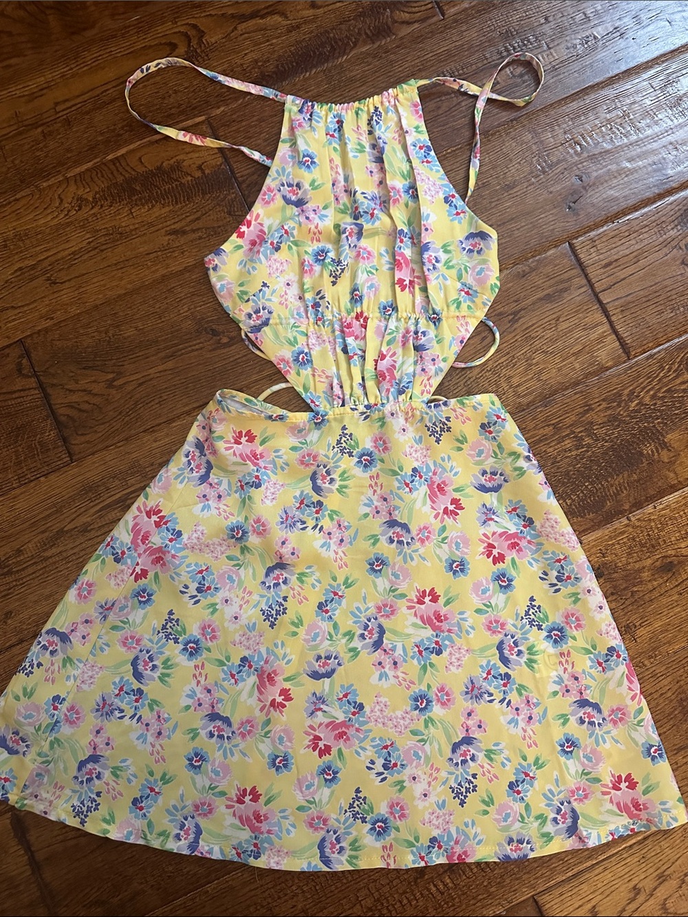 Beginning Boutique Yellow Floral Halter Dress size 4